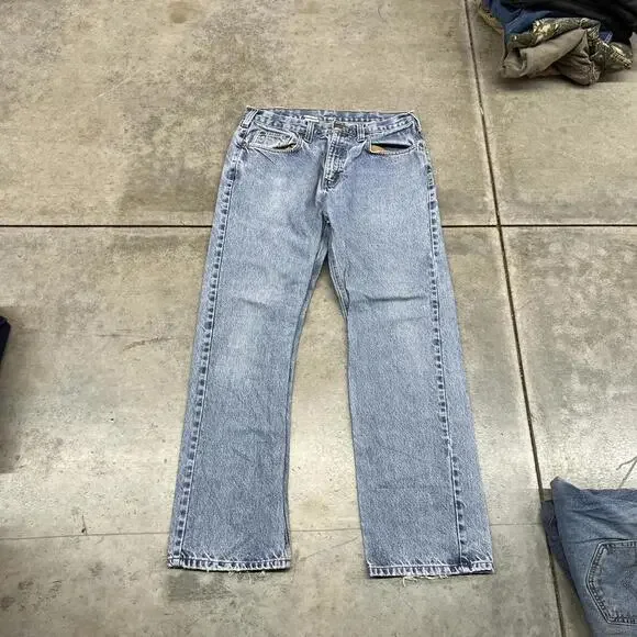 vintage carhartt faded blue relaxed baggy fit jeans size 34 x 32 - Picture 2 of 4